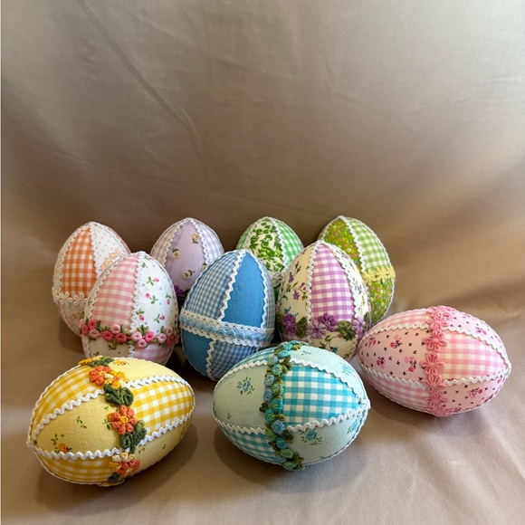Colorful Patchwork Holiday Decor Eggs - Picture 1 of 8